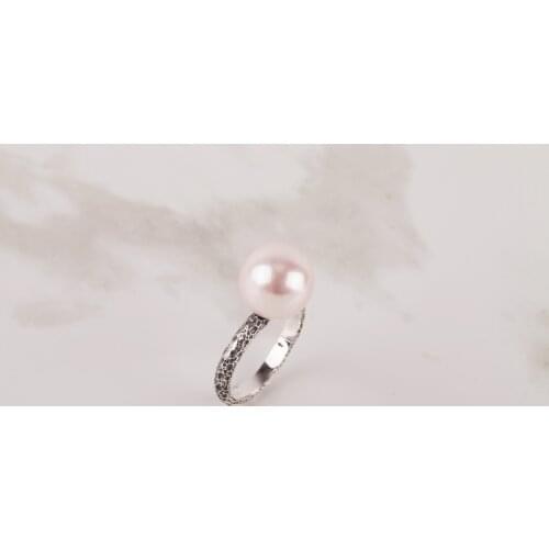UM US JEWELRY Pearl Cubic Zirconia 925 Sterling Silver Women 'S Ring