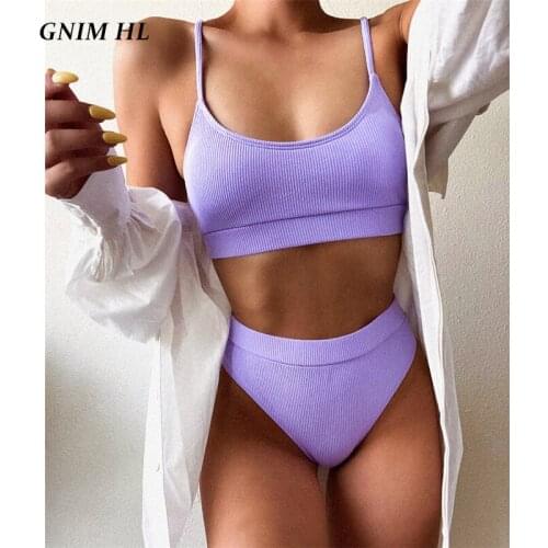 High Waist Patchwork Swimsuit 2 Pieces Bikini Set 2020 Summer Beachwear Swimwear Women Push Up Swimming Suit For Women Biquini