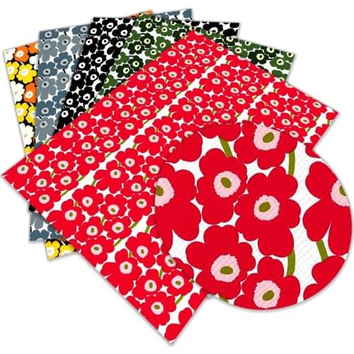 A4 Sheet Printed New Big Flower Faux Leatherfor Bow Synthetic Leather DIY Decoration Crafts A4 22*30CM