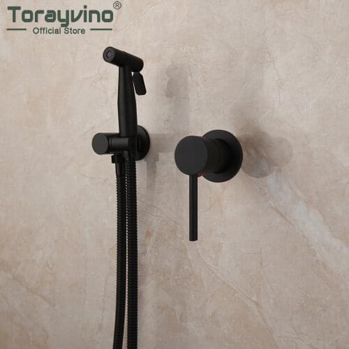 Torayvino Bathroom Bidet Faucet Handheld Toilet Bidet Sprayer Set Kit Stainless Steel Hand Sprayer Shower Head Wall Mounted