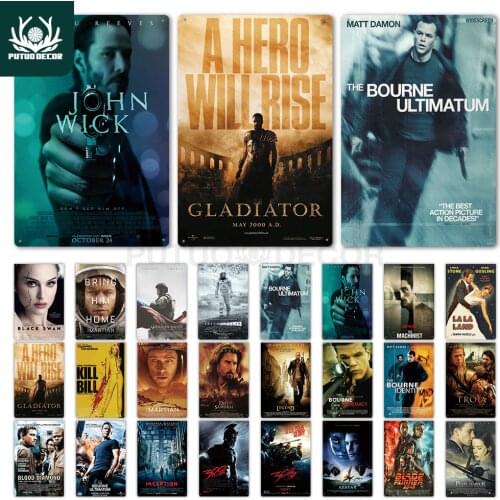 Putuo Decor Action Movie Tin Sign Metal Poster Plaque Metal Vintage Movie Metal Sign Wall Decor for Bar Pub Man Cave Decoration