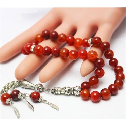 Muslim goods ice crack Agate Rosary bracelet alloy head cover 8mm Bracelet 33 Tesbiha Muslim Religious Tasbih Prayer Beads Brac