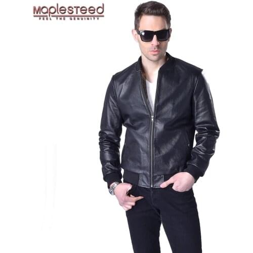 MAPLESTEED Men Genuine Leather Jacket 100% Real Cowhide Sheepskin Black Short Mens Leather Coat Spring Autumn Male Jaqueta M052