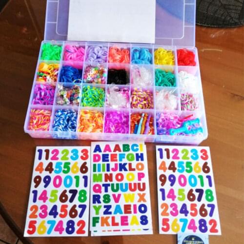 10000pc Rubber Loom Bands Set Box DIY Toys Bracelet Silicone Elastic Bands Rainbow Weave Loom Bands Toy Tool Accessories Case