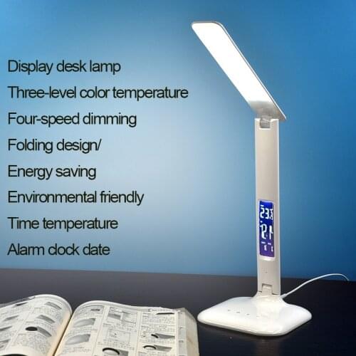 Desk Lamp Eye Protection Study Special Touch Folding Led Dormitory Bedside Lamp USB Clock Perpetual Calendar Student Desk