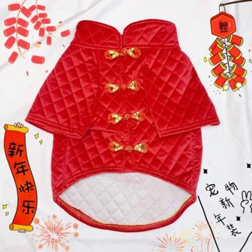 Pug Clothes Winter French Bulldog Clothing Chinese New Year Dog Costume Tang Suit Frenchie Dog Outfit Schnauzer Pet Apparel Coat