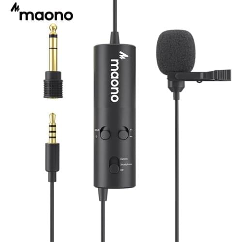 MAONO AU-103 Lavalier Microphone 6M Clip-on Collar Condenser Lapel Mic for Phone DSLR Camera Computer With 3.5mm Headphone JACK