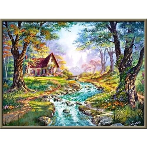 Landscape Tree DIY Embroidery Cross Stitch 11CT Kits Needlework Craft Set Cotton Thread Printed Canvas Home Decoration Sell