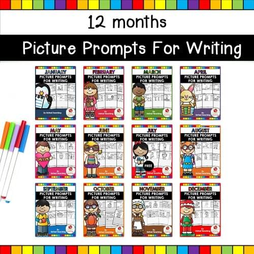 Picture Prompts for Writing of All Year Grades 1-3 (Childrens Topics for Short Story Writing) English Books workbook for kids