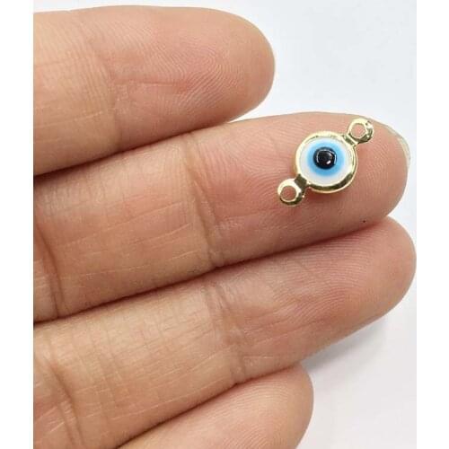 Eruifa 20pcs 6mm Gold Edge Mini Plastic Resin Eye Charms Connector Jewelry DIY Hand making Earring Necklace Bracelet