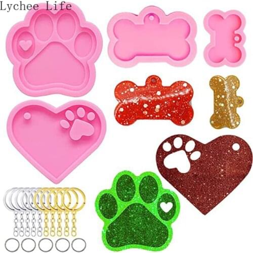 Lychee Life Silicone Mold Puppy Paw Bone Bakeware Dog Cat Footprint Paw Shapes Cake Molds Cookie DIY Clay Decorating Mould