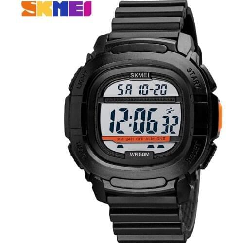 SKMEI Watch LED Backlight Countdown Digital Wrist Watch Electronic Clock PU Strap Waterproof 5ATM Watch 1657