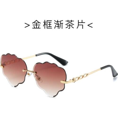 New wave cut rimless sunglasses s015 European and American personalized love Sunglasses Women cross border trend glasses