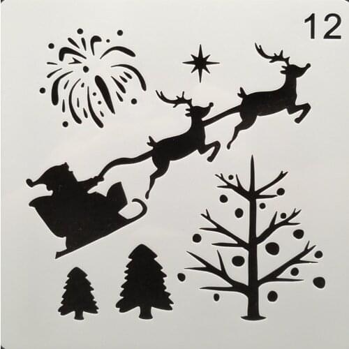 13*13 Deer sled Layering Stencils for Diy scrapbook/photo album Decorative Embossing coloring,painting stencil,home decor