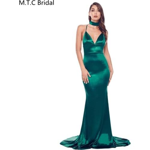 Green Sexy Backless Mermaid Long Prom Dresses Elastic Satin Sweetheart Plus Size Wedding Party Dress For Bridesmaid Wholesale