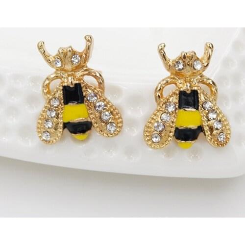 Fashion Sweet Bee Crystal Stud Earrings Temperament Korean Simulation Bee Earrings For Women New Zircon Earing Jewelry Kolczyki