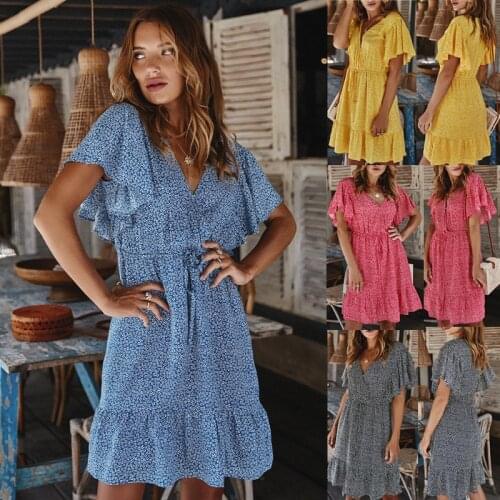 Womens 2020 Spring Dress Womens Ruffle Sexy Vestido