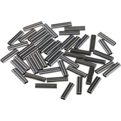 100 pcs Copper Double Barrel Crimp Sleeves Connector Tool for Fishing Line Leader Wire, Fishing Tackle Accessories, 0.8mm 1.2mm