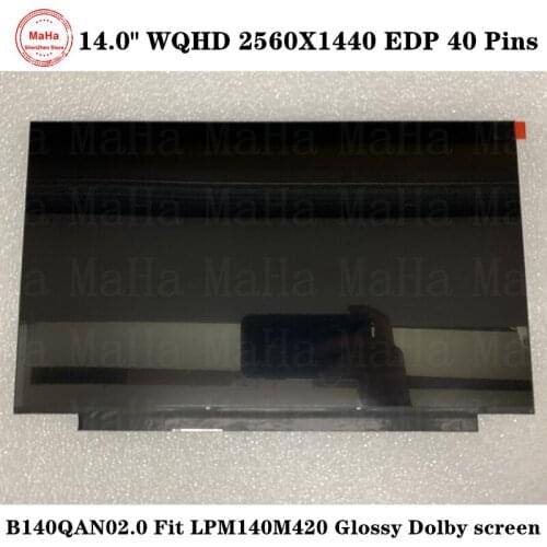 14.0" For Thinkpad X1 Carbon 2017/18/19 T490 LCD Screen Dolby display 40 pins LPM140M420 Fit B140QAN02.0 FRU 00NY679 00NY680