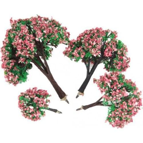 8x Pink Flower Model Trees HO N Z Scale Layout for Diorama Architecture Accs