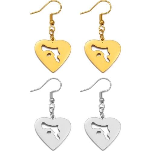 Anniyo Heart Bonaire Map Earrings Antilles Jewelry Netherlands #243321