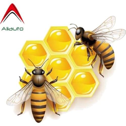 Aliauto Cartoon Bees Car Sticker That Eat Honey PVC Decal for Volkswagen Polo Golf Audi A4 Q3,15CM*14CM