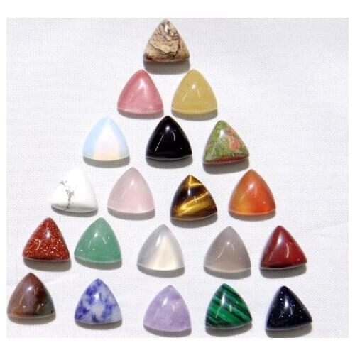 10mm Natural stone Turquoises Quartz crystal tiger eye triangle cabochon beads for Diy Jewelry Making Necklace Accessories50PCS