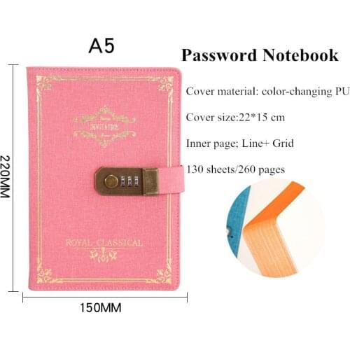 Agenda A5 Business Password Notebook For Gils School Stationery Journal Line-Grid Travel Daily Planner Kawaii Office Supplies