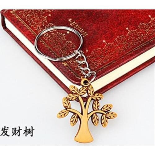 Money rich tree Pendant 100pcs keychain hanger 25mm keyrings wholesale promotion wood gift pendant keyring Diy