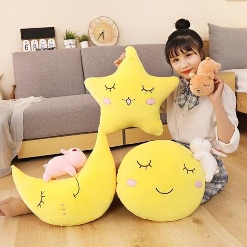 New 40cm Stuffed Smiley Moon Star Moon Plush Pillow Soft Cushion Stuffed Plush Toys For Children Baby Kids Pillow Girl