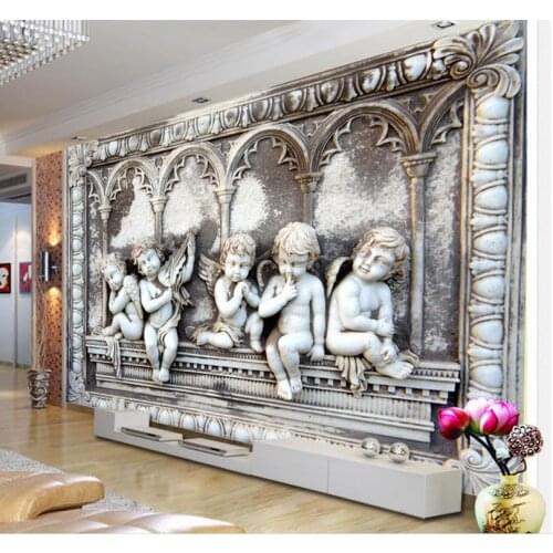 Home Decoration European retro nostalgia little angel TV background wall decoration painting mural 3d wallpaper