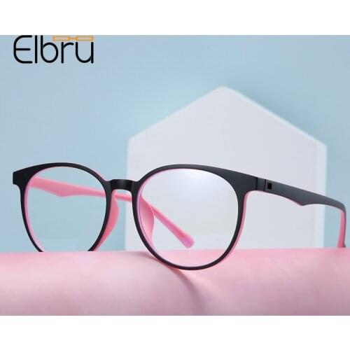 Elbru 2021 New Ultralight Anti Blue Light Glasses Frame Men&Women Classic Round TR90 Frame Optical Eyeglasses Computer Goggle