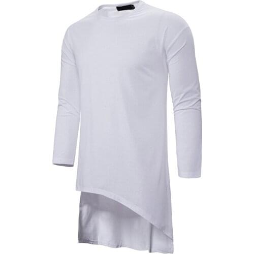 Extra Long Irregular Hem T Shirt Men Nice Autumn New Slim Fit Long Sleeve Tee Shirt Homme Hip Hop Streetwear Casual Tshirt Men