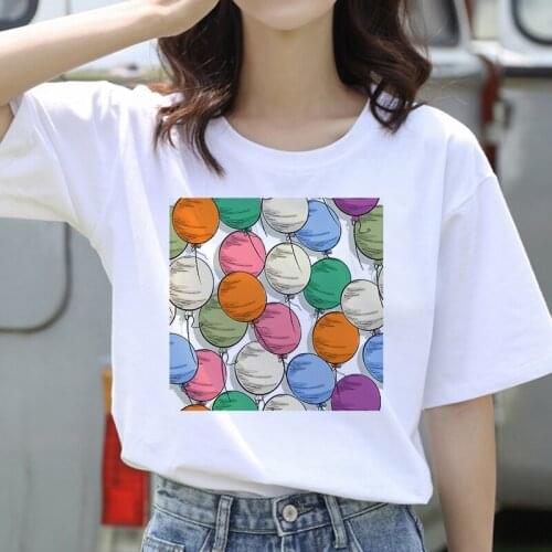 Colorful Balloons Printed Top Tees Female ClothesSummer Fashion Women T Shirt Harajuku Short Sleeve Funny T-Shirt