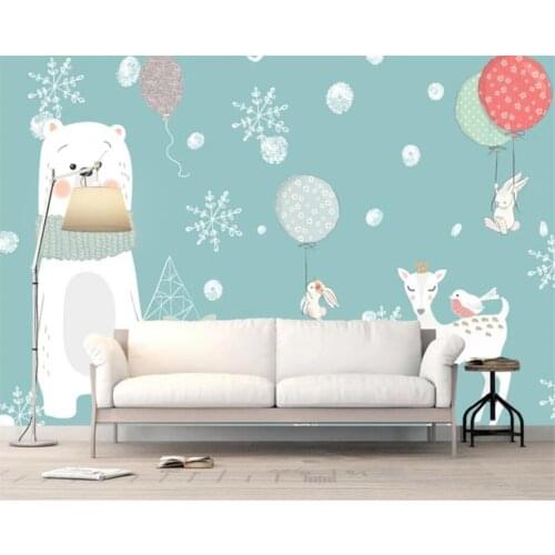 Customized childrens room background decoration 3d wallpaper bear elk hot air balloon photo 3d wallpaper mural wall stickers
