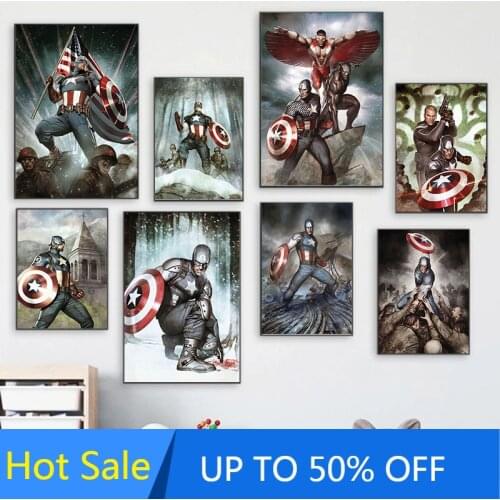 Classic Marvel Movie Avengers Canvas Painting Captain America Superhero Wall Art Posters and Prints Pictures Living Room Decor