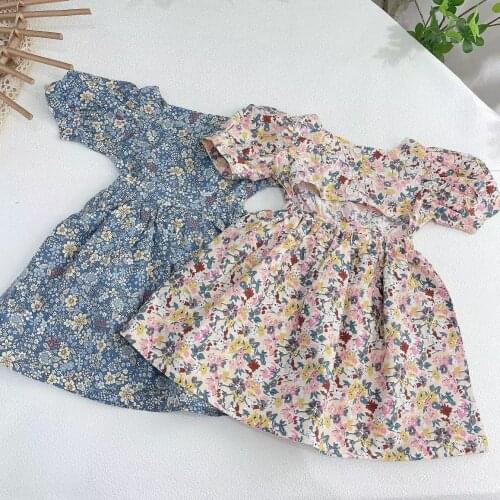 Korean Fashion Girl Dress Toddler Children Clothes Summer Floral Dress Clothing for Kids Girl Short Sleeve Hallow Out Dress