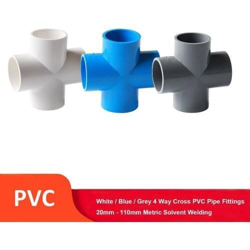 PVC Cross 20,25,32,40,50,63,75,90,110,160mm Metric Solvent Weld Pressure Pipe Fitting Connector Aquarium Pond Pool Garden DIY
