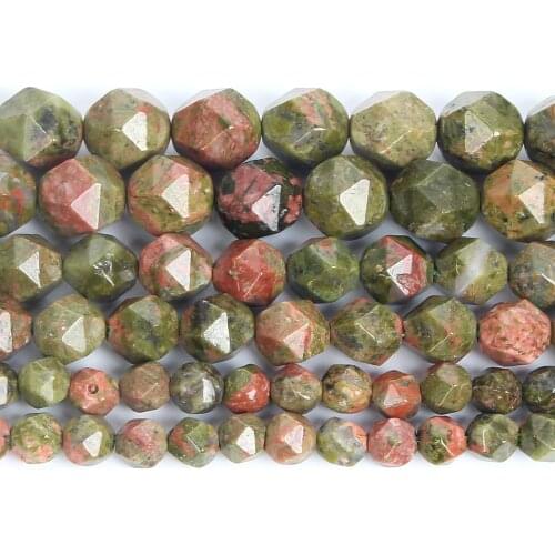 Big Faceted Serpentine Natural Stone Beads Round Loose Beads For Jewelry Making DIY Bracelets Earrings Accessories 6/8/10MM