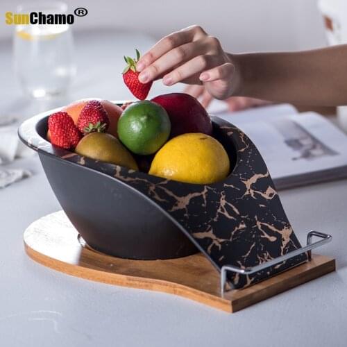 Living Room Ceramic 12 Curved Tail Dried Fruit Fruit Tray Household Large-capacity Snack Storage Tray with Base