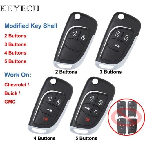 Keyecu Modified Flip Remote Car Key Shell Case Cover 2/3/4/5 Buttons for Chevrolet Lova Aveo Cruze Camaro Malibu