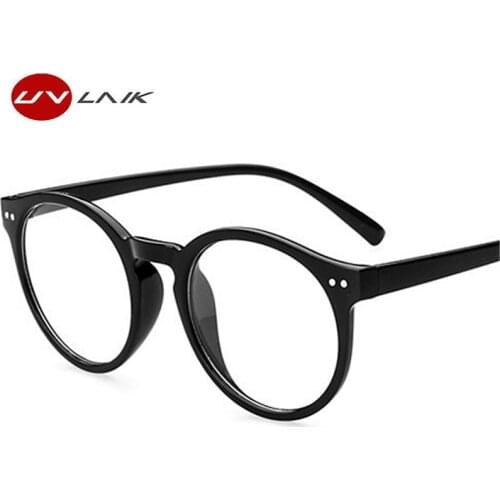 UVLAIK Men Women Glasses Frame Retro Round Spectacle Transparent Glasses Frame Luxury Female Male