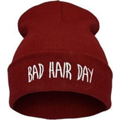 Fashion Sport Warm Winter Hats Bad Hair Day Letter Beanies Cap Women Men Hat Beanie Knitted Hip Hop Hats Bonnet For Unisex