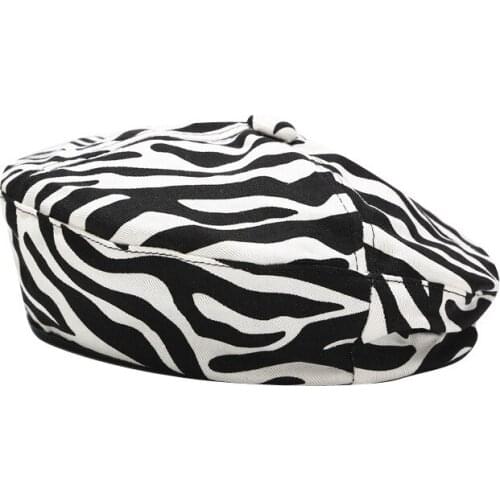 Men Women Winter Octagonal Cap Artist Painter Streetwear Pumpkin Hat Cotton Windproof Flat Top Zebra Pattern Beret Autumn U82