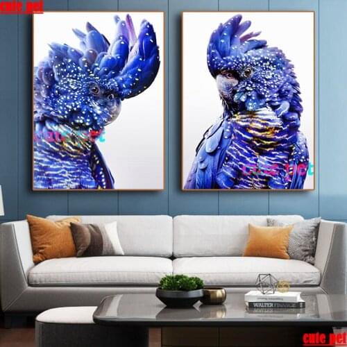 5D mosaic Black Cockatoo Canvas DIY full square diamond painting diamond rhinestone embroidery cross sitch home Decor art 2PCS