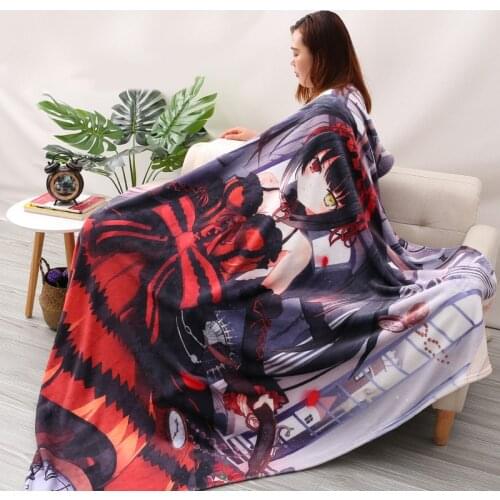New Anime Date A Live Cartoon Tokisaki Kurumi Blanket Sofa Slipcover Decoration Bedroom Bed Plane Travel Warm Blanket Kids Gifts