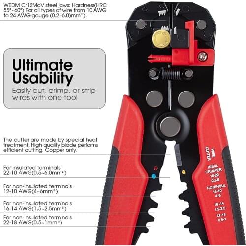 Wire Cutter Crimpper Multifunctional Cable Cutting Crimping Tool Wire Cable Stripping Plier