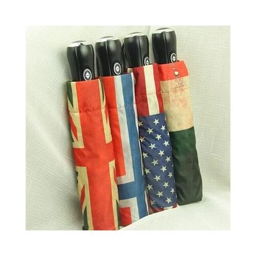Wholesale! ( 4pcs/lot ) high-Q vintage American / British / Italy / Norway flag umbrella automatic sunny and rainny umbrella