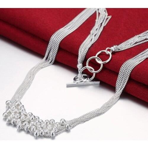 New Arrival 925 Silver Necklaces Fashion Design Scrub Round Bead Chain Necklace For Women Fine Jewelry