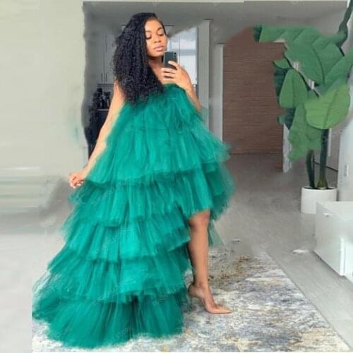 Fluffy High Low Tutu Dress Green Skirts Ruffles Tiered Royal Blue Tulle Long Orchid Dress To Party Orange Lush Dress For Wedding